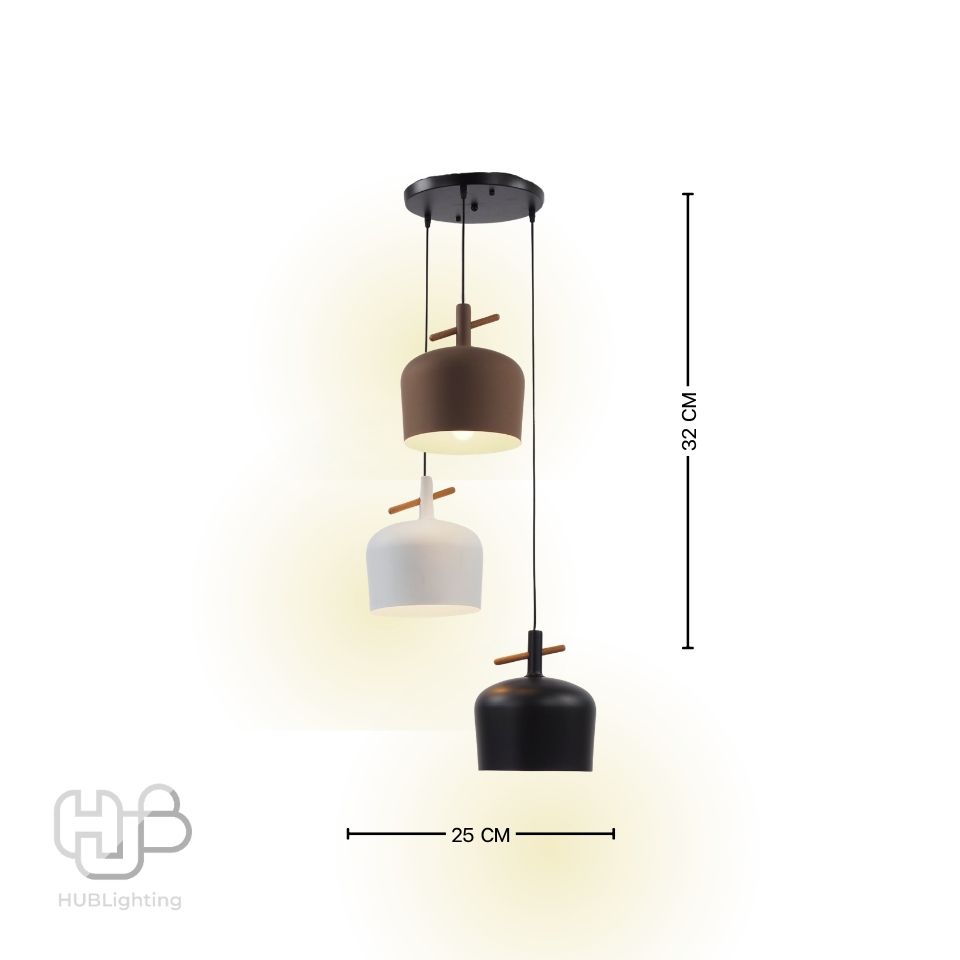 โคมไฟเพดาน PENDENT ช่อ 7025/3 BK+WH+BR (250x320) HUB LIGHTING