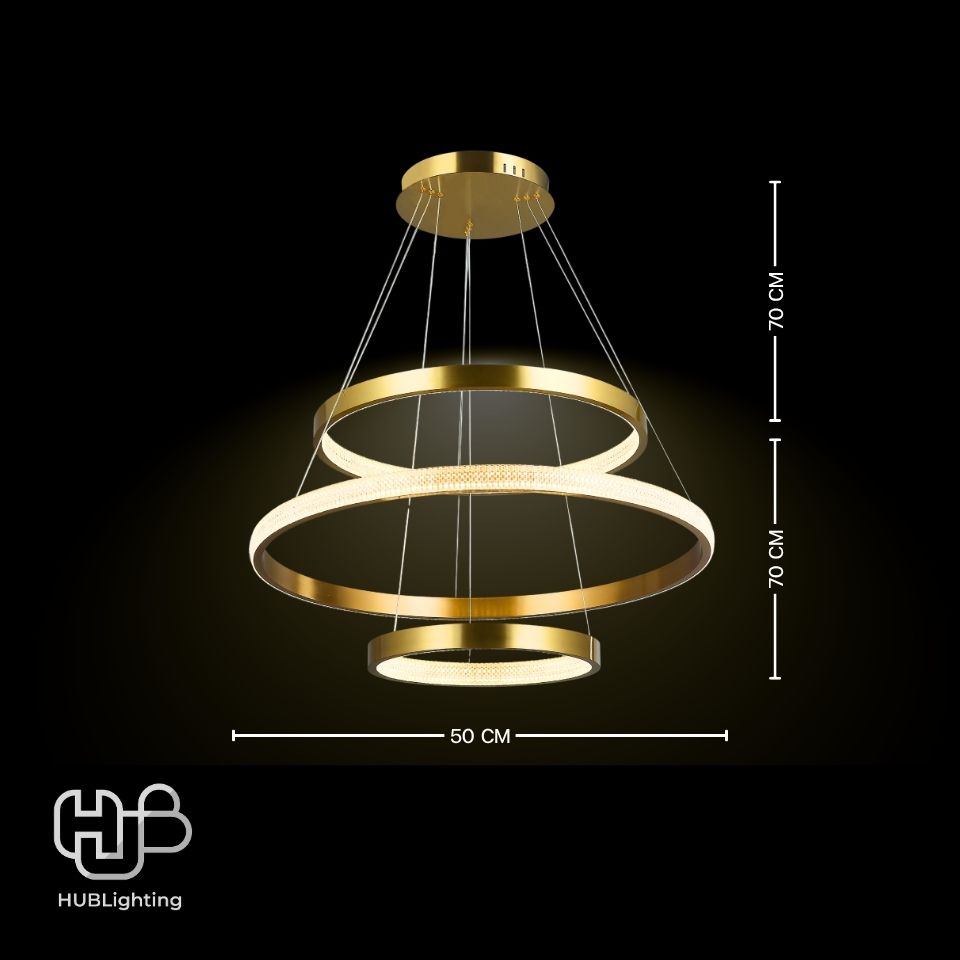 โคมไฟเพดาน PENDENT LED D230224/3A BRASS+CLEAR (400+600+800) HUB LIGHTING