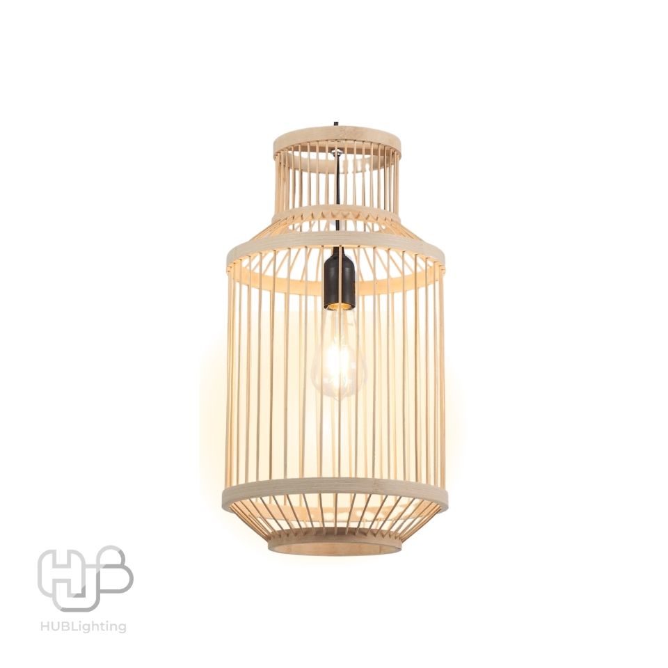 โคมไฟเพดาน PENDENT เดี่ยว C-5396 BAMBOO E27 ไม้ HUB LIGHTING