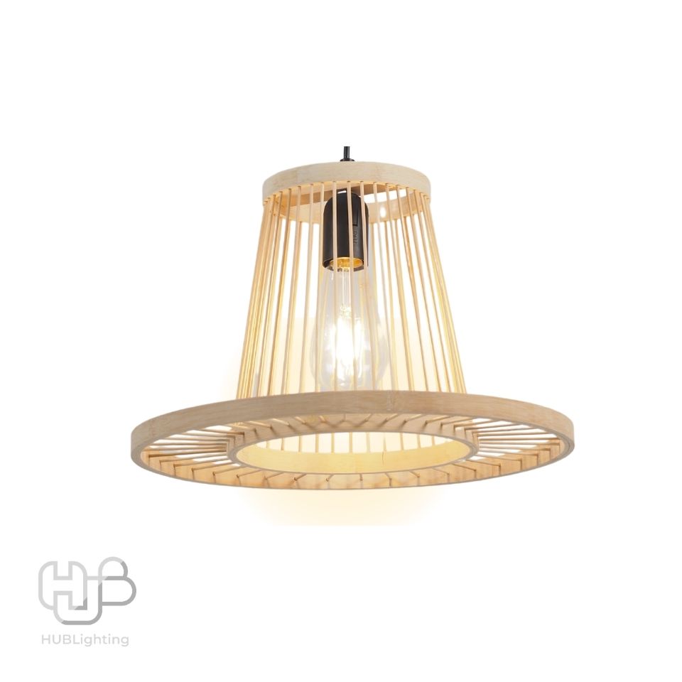 โคมไฟเพดาน PENDENT เดี่ยว C-5395 BAMBOO E27 ไม้ HUB LIGHTING