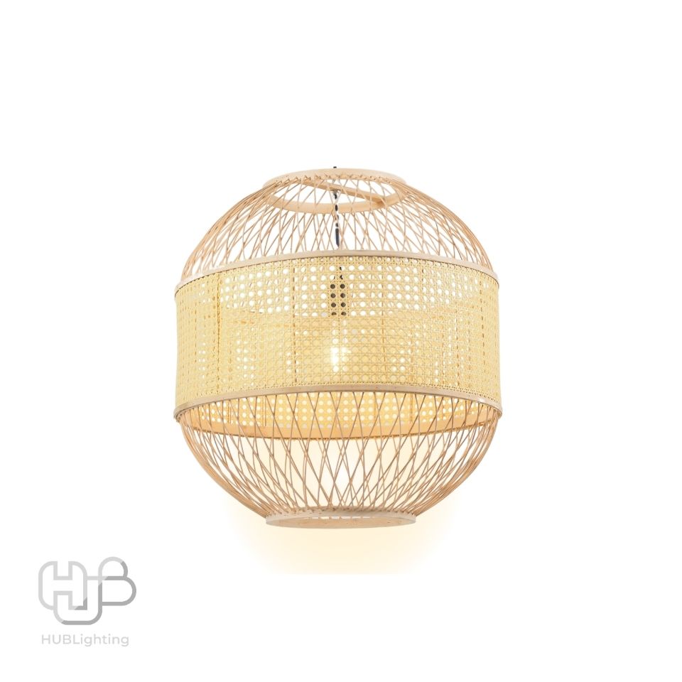 โคมไฟเพดาน PENDENT เดี่ยว A-7231 BAMBOO+RATTAN E27 ไม้ HUB LIGHTING