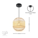 โคมไฟเพดาน PENDENT เดี่ยว A-7231 BAMBOO+RATTAN E27 ไม้ HUB LIGHTING
