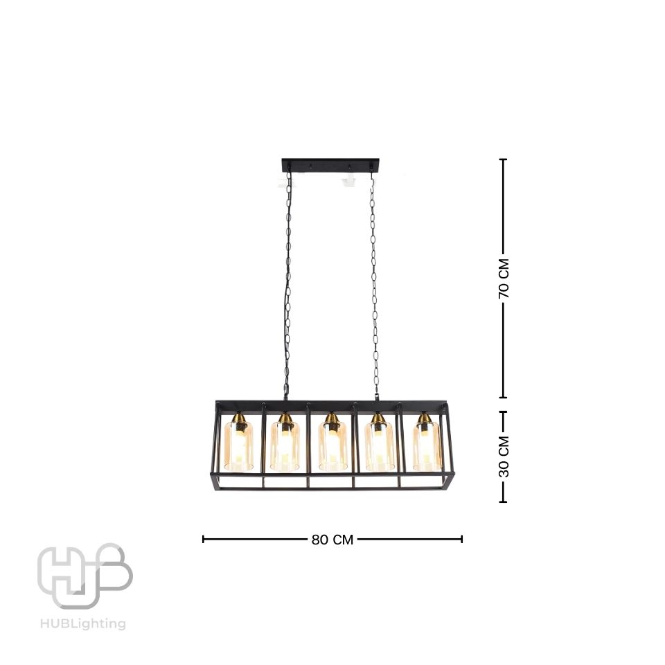 โคมไฟเพดาน PENDENT ช่อ 36153/5 BK E27 HUB LIGHTING