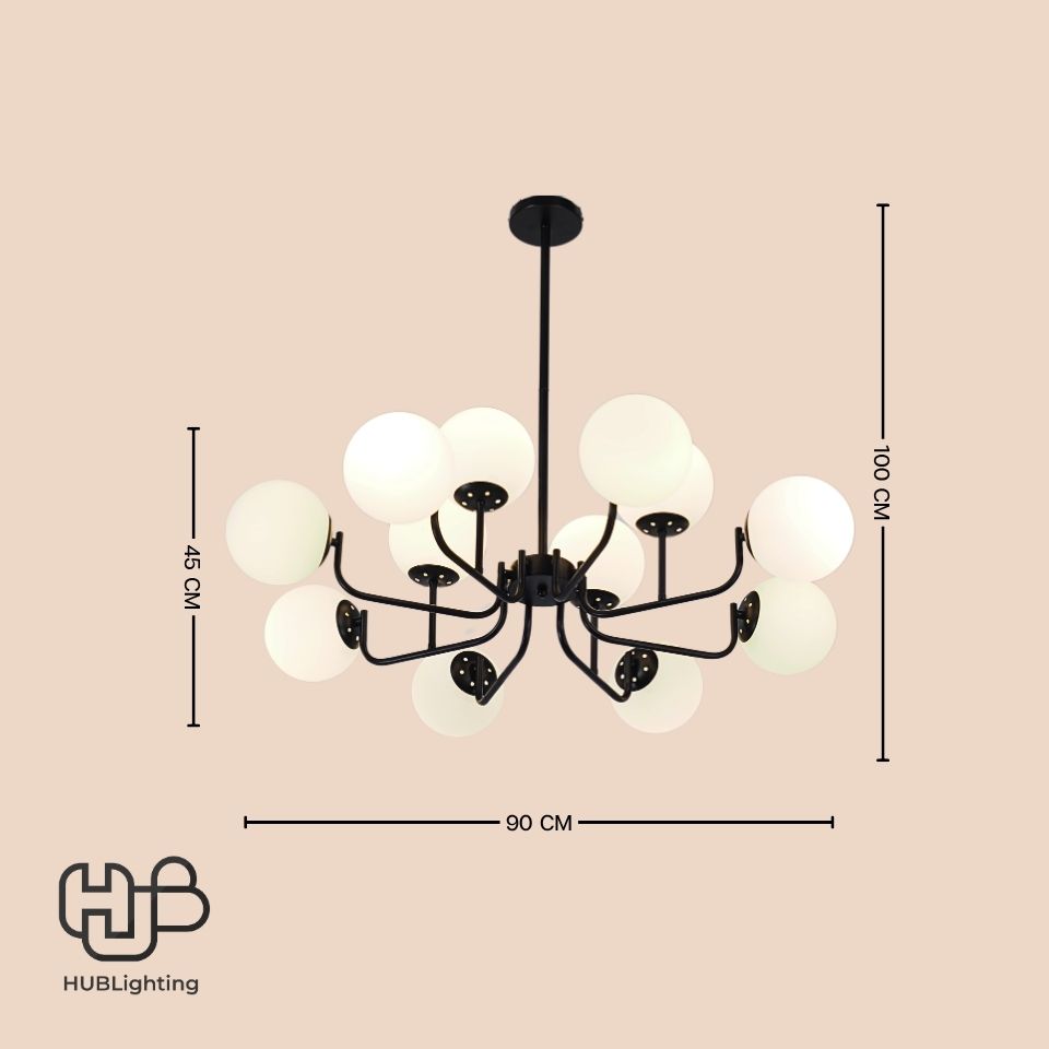 โคมไฟเพดาน PENDENT ช่อ 36113/8+4 BK HUB LIGHTING