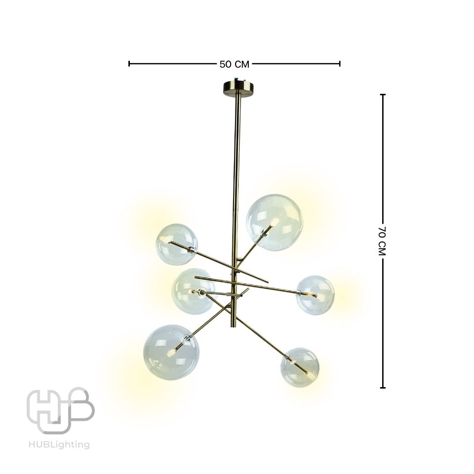 โคมไฟเพดาน PENDENT ช่อ D170517/6 AB+CLEAR GLASS G9 HUB LIGHTING