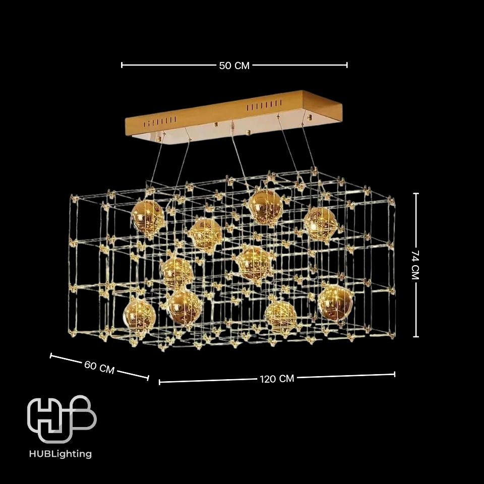 โคมไฟเพดาน PENDENT LED D131018/1 CHROME+GOLD BALL (1200x600x750) HUB LIGHTING