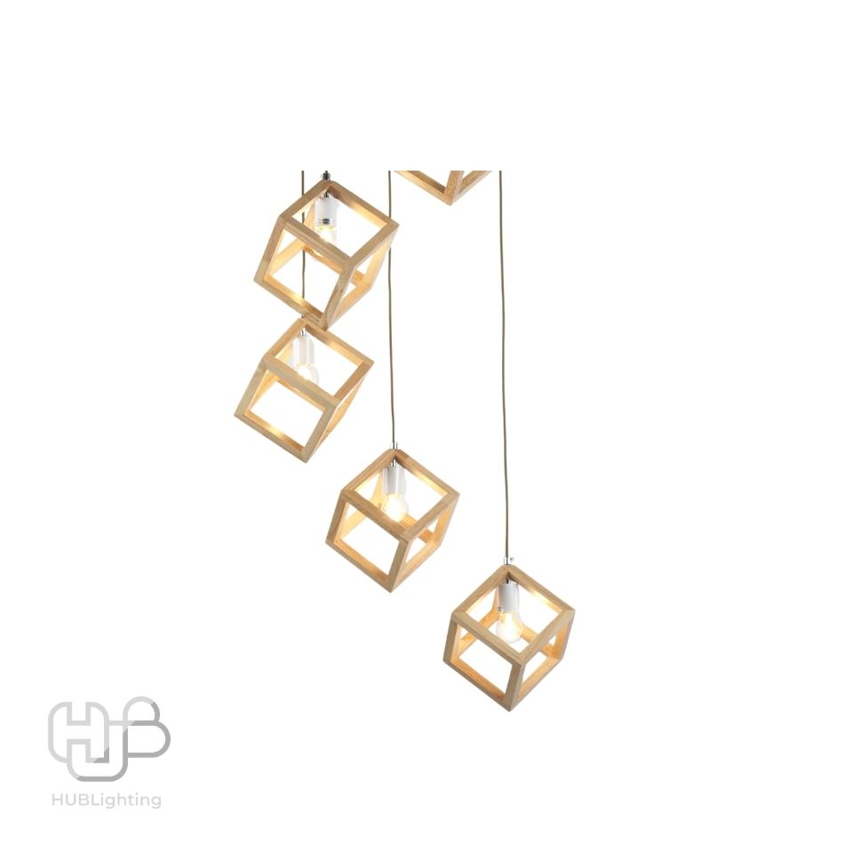 โคมไฟเพดาน PENDENT บันได FRAME 6x E27 ไม้ HUB LIGHTING