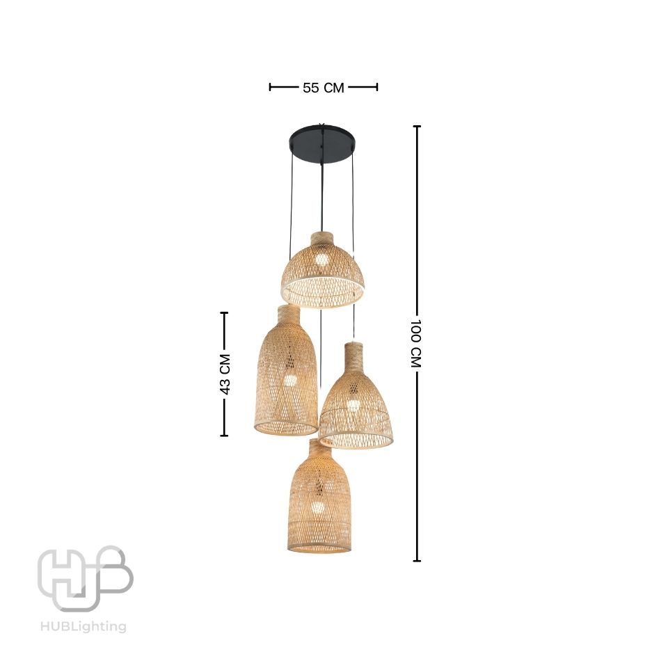 โคมไฟเพดาน PENDENT เดี่ยว C-5397 BAMBOO E27 ไม้ HUB LIGHTING