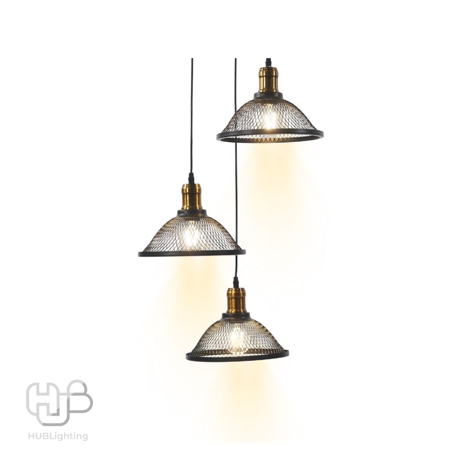 โคมไฟเพดาน PENDENT 3 ช่อ 1138-3 BK E27 HUB LIGHTING
