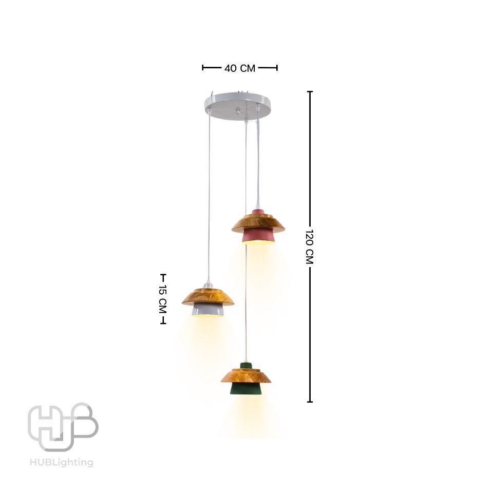 โคมไฟเพดาน PENDENT ช่อ 7794/3 WH+PK+GR HUB LIGHTING
