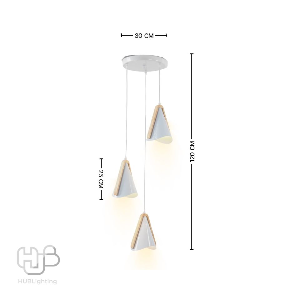โคมไฟเพดาน PENDENT 3 ช่อ 7799/3 WH (180x250 E27 HUB LIGHTING