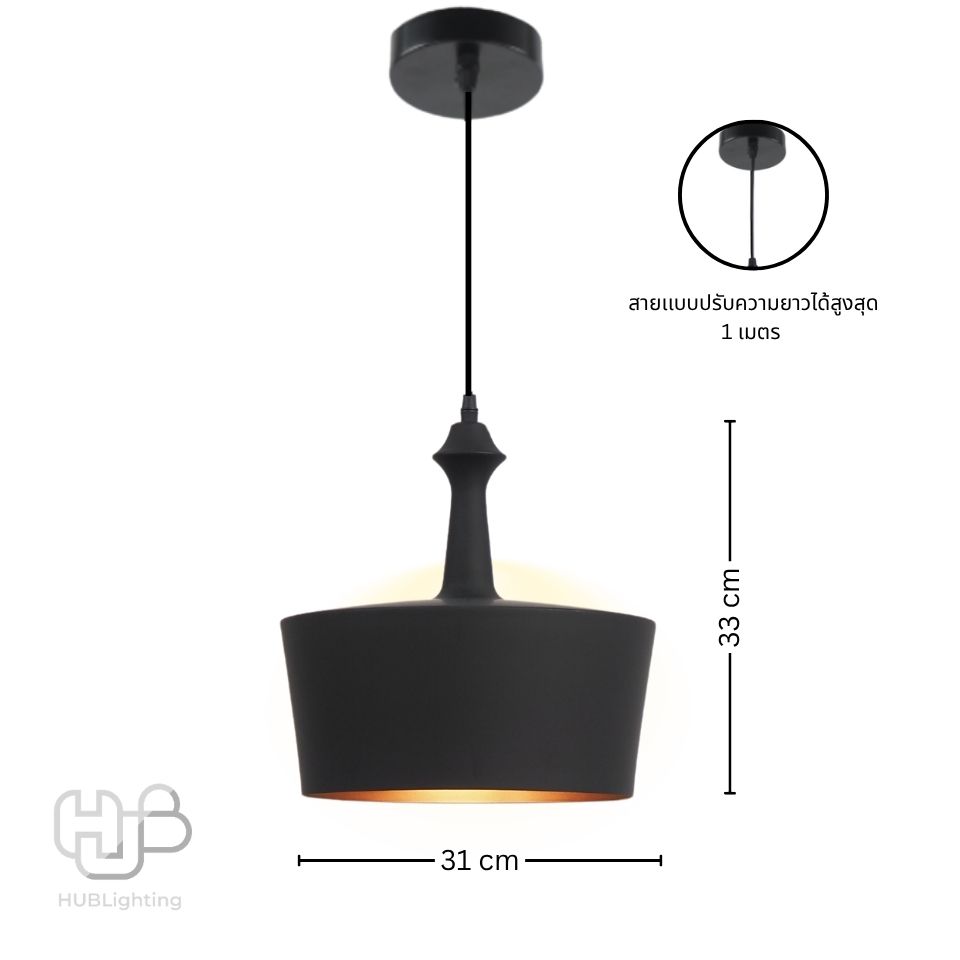 โคมไฟเพดาน PENDENT ช่อ 8011 BK (300x300) HUB LIGHTING