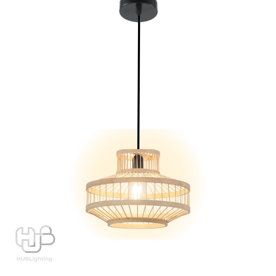 โคมไฟเพดาน PENDENT เดี่ยว C-5393 BAMBOO E27 ไม้ HUB LIGHTING