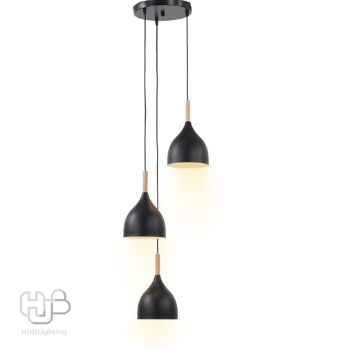[DWCE0237] โคมไฟเพดาน PENDENT 3 ช่อ 7709/3S BK ฐานกลม (170x250) E27 HUB LIGHTING