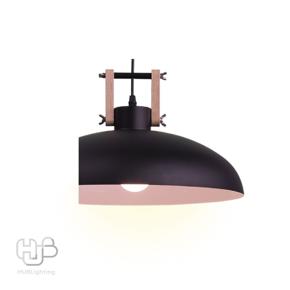 โคมไฟเพดาน PENDENT ช่อ 7467/1 BK+WOOD (380x150) HUB LIGHTING