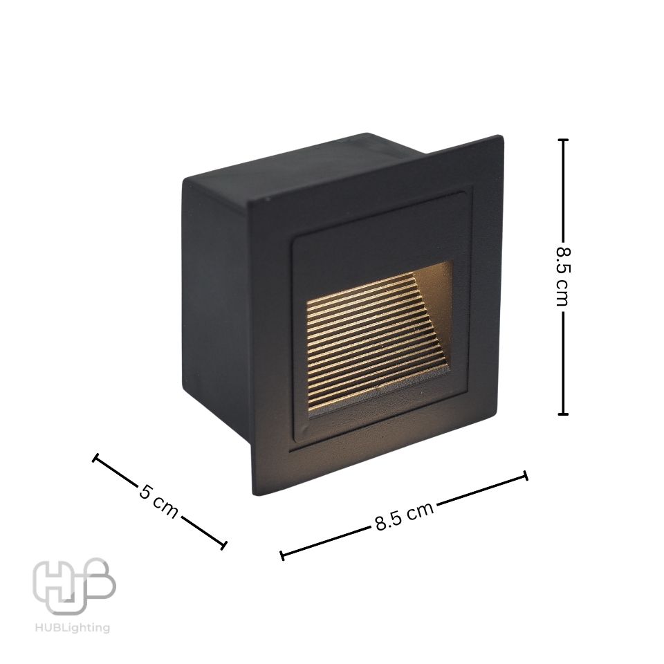 โคมไฟผนัง STEP LIGHT ฝัง B1155 BK (86x86) ดำ Warmwhite 3000K HUB LIGHTING