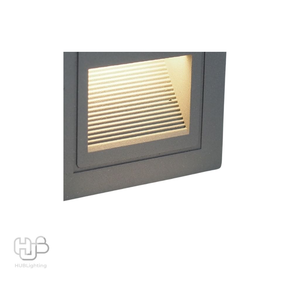 โคมไฟผนัง STEP LIGHT ฝัง B1155 GY (86x86) เทา Warmwhite 3000K HUB LIGHTING