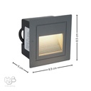 โคมไฟผนัง STEP LIGHT ฝัง B1155 GY (86x86) เทา Warmwhite 3000K HUB LIGHTING