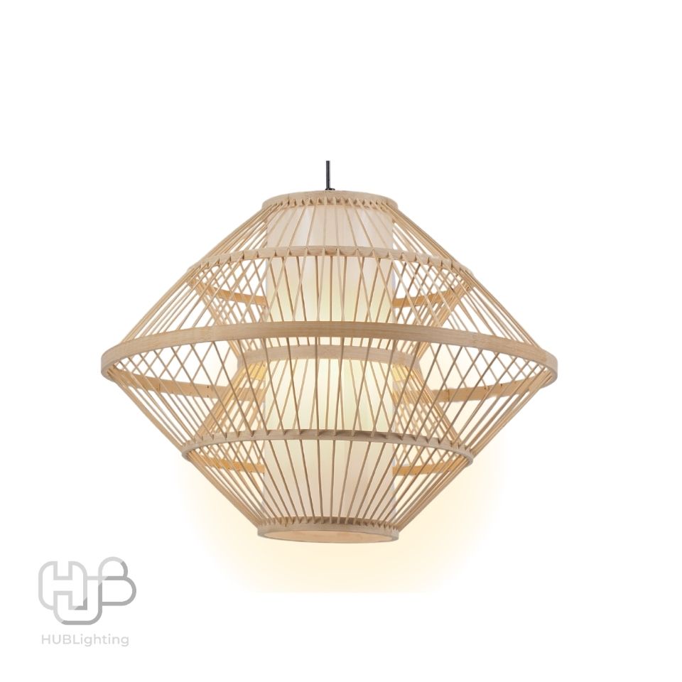 โคมไฟเพดาน PENDENT เดี่ยว C-7124 BAMBOO E27 ไม้ HUB LIGHTING