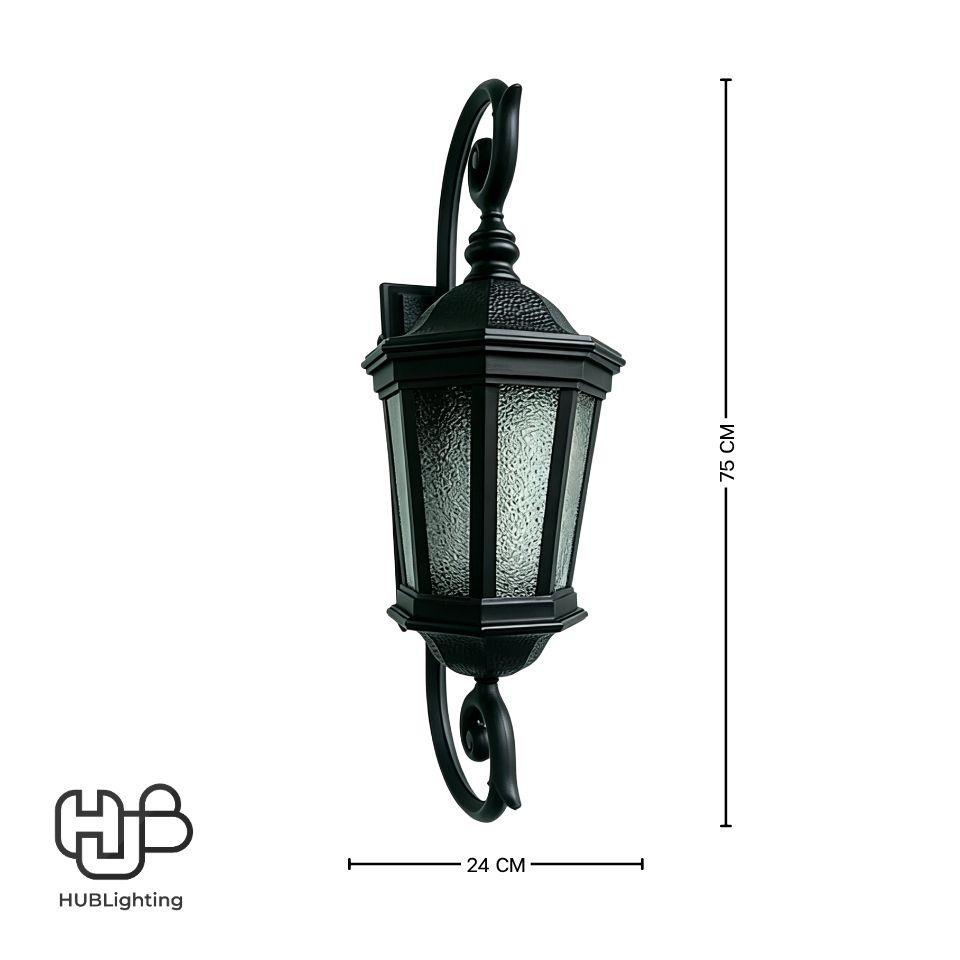 โคมไฟผนังภายนอก 8002B-L2 SBK E27 HUB LIGHTING