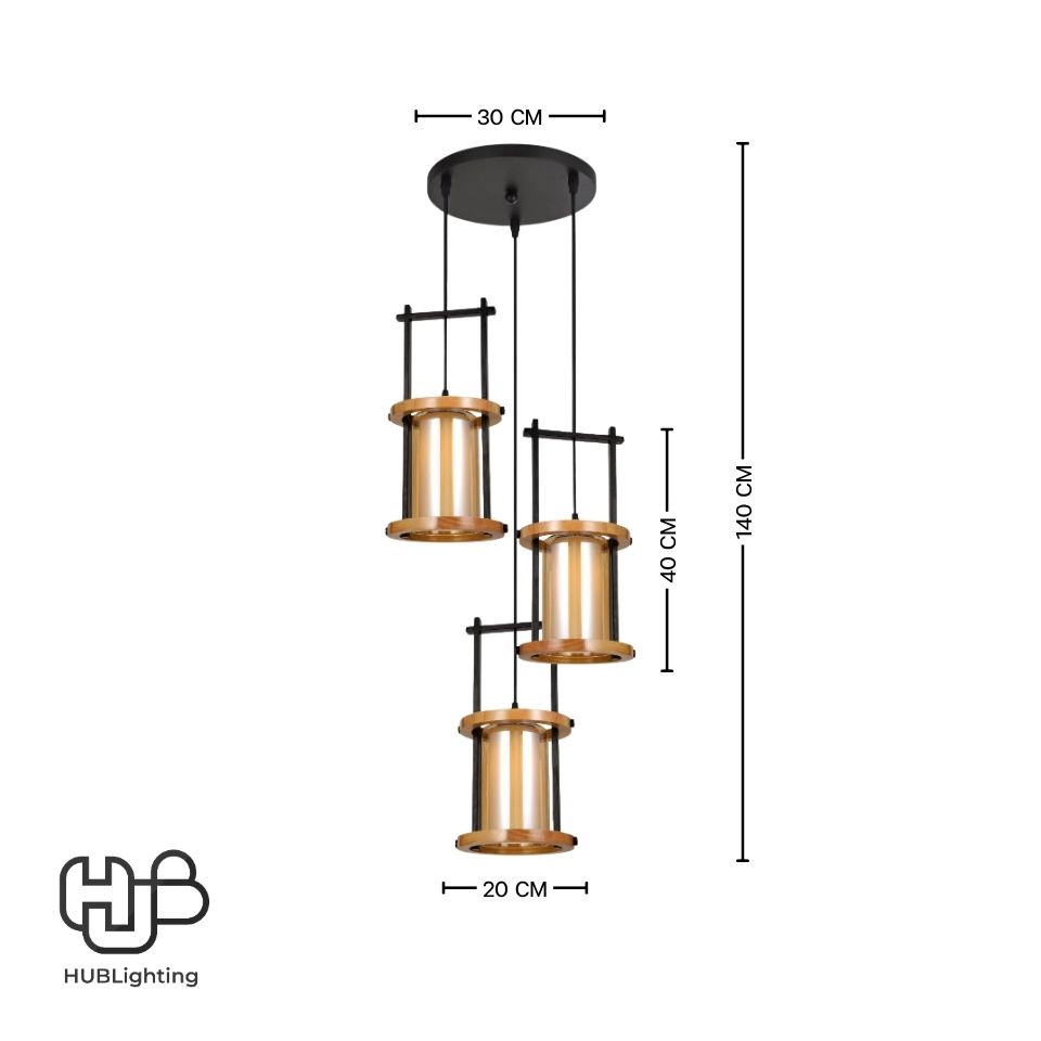 โคมไฟเพดาน PENDENT 3 ช่อ 3143-3 E27 HUB LIGHTING