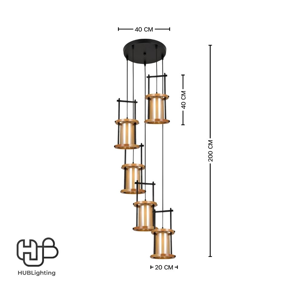 โคมไฟเพดาน PENDENT ช่อ 3143-5 E27 HUB LIGHTING