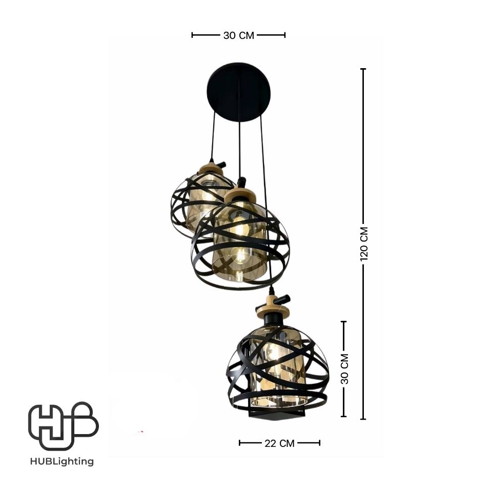 โคมไฟเพดาน PENDENT 3 ช่อ 6506-3 E27 HUB LIGHTING