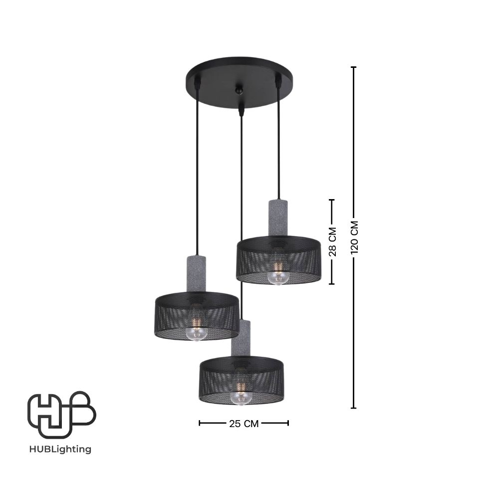 โคมไฟเพดาน PENDENT 3 ช่อ 3021-3 E27 HUB LIGHTING
