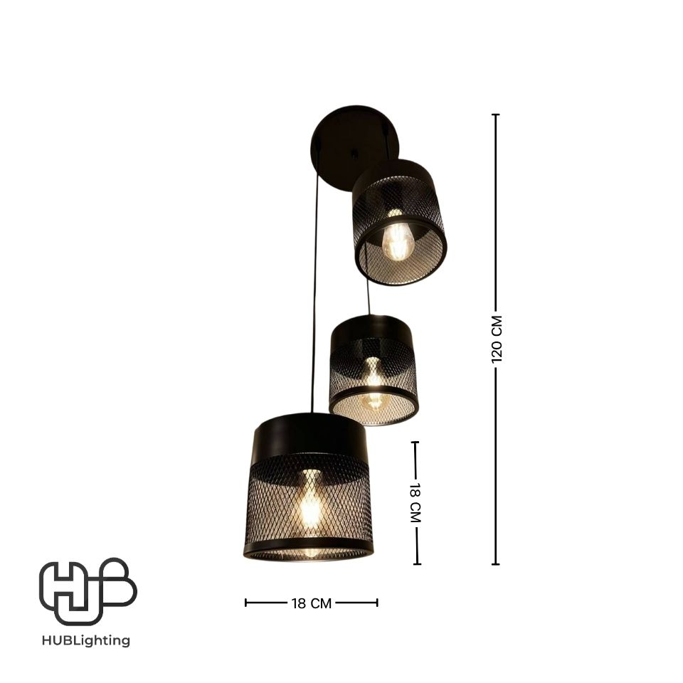 โคมไฟเพดาน PENDENT 3 ช่อ 1322-3 E27 HUB LIGHTING