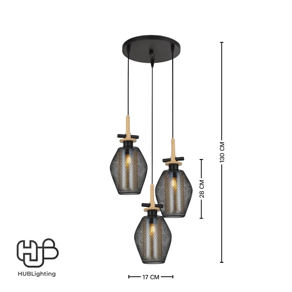 โคมไฟเพดาน PENDENT 3 ช่อ 6083-3 E27 HUB LIGHTING