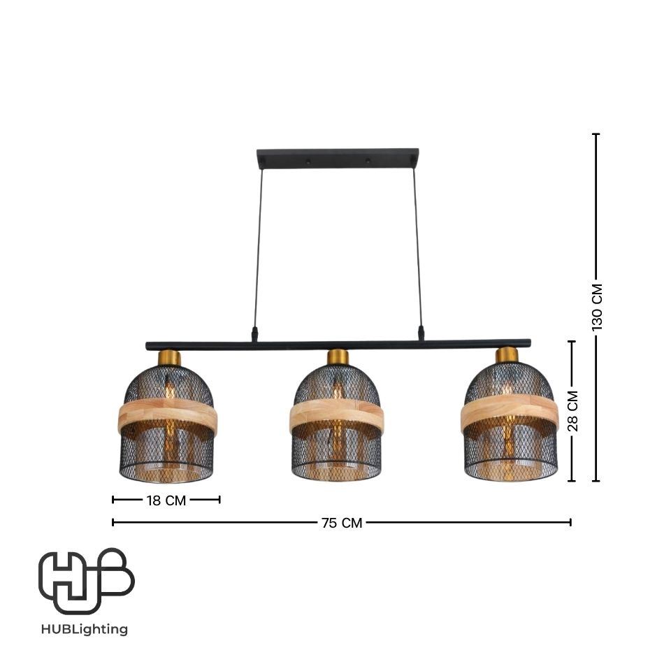 โคมไฟเพดาน PENDENT 3 ช่อ 6495-3 E27 HUB LIGHTING