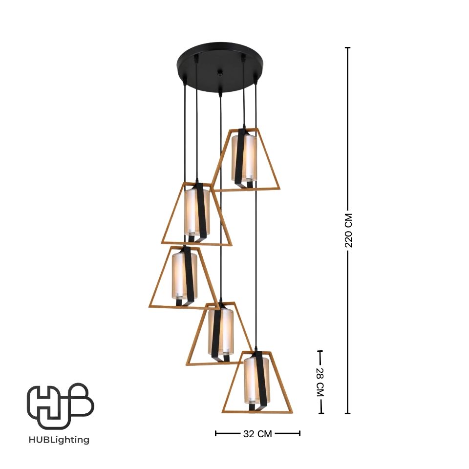 โคมไฟเพดาน PENDENT ช่อ 6102-5 E27 HUB LIGHTING