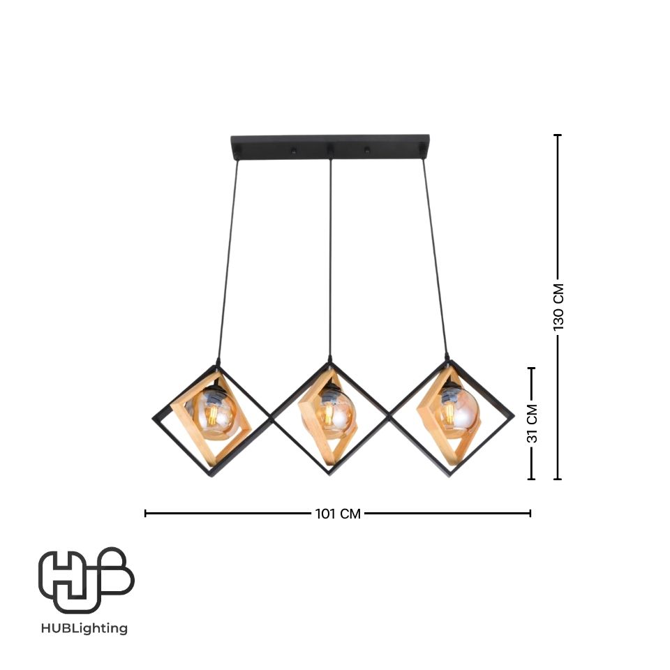 โคมไฟเพดาน PENDENT 3 ช่อ 6468-3 E27 HUB LIGHTING