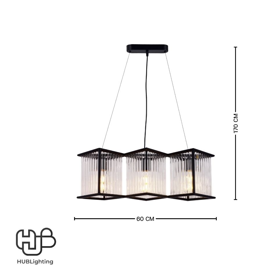 โคมไฟเพดาน PENDENT 3 ช่อ 651-3 BK E27 HUB LIGHTING