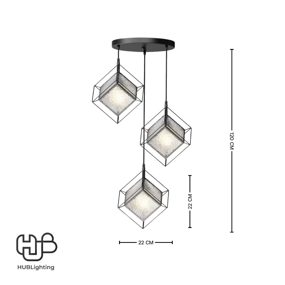 โคมไฟเพดาน PENDENT 3 ช่อ 653-3 BK E27 HUB LIGHTING