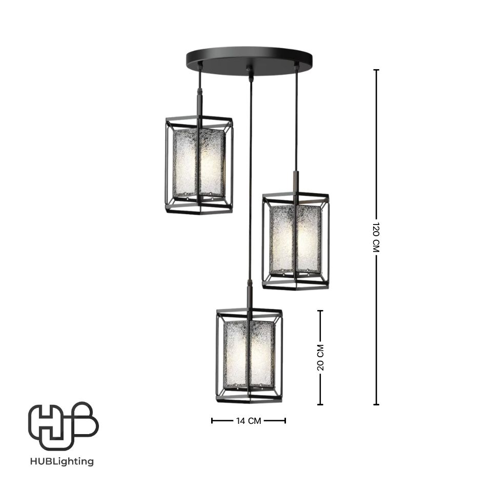 โคมไฟเพดาน PENDENT 3 ช่อ 655-3 BK E27 HUB LIGHTING
