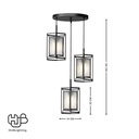 โคมไฟเพดาน PENDENT 3 ช่อ 655-3 BK E27 HUB LIGHTING