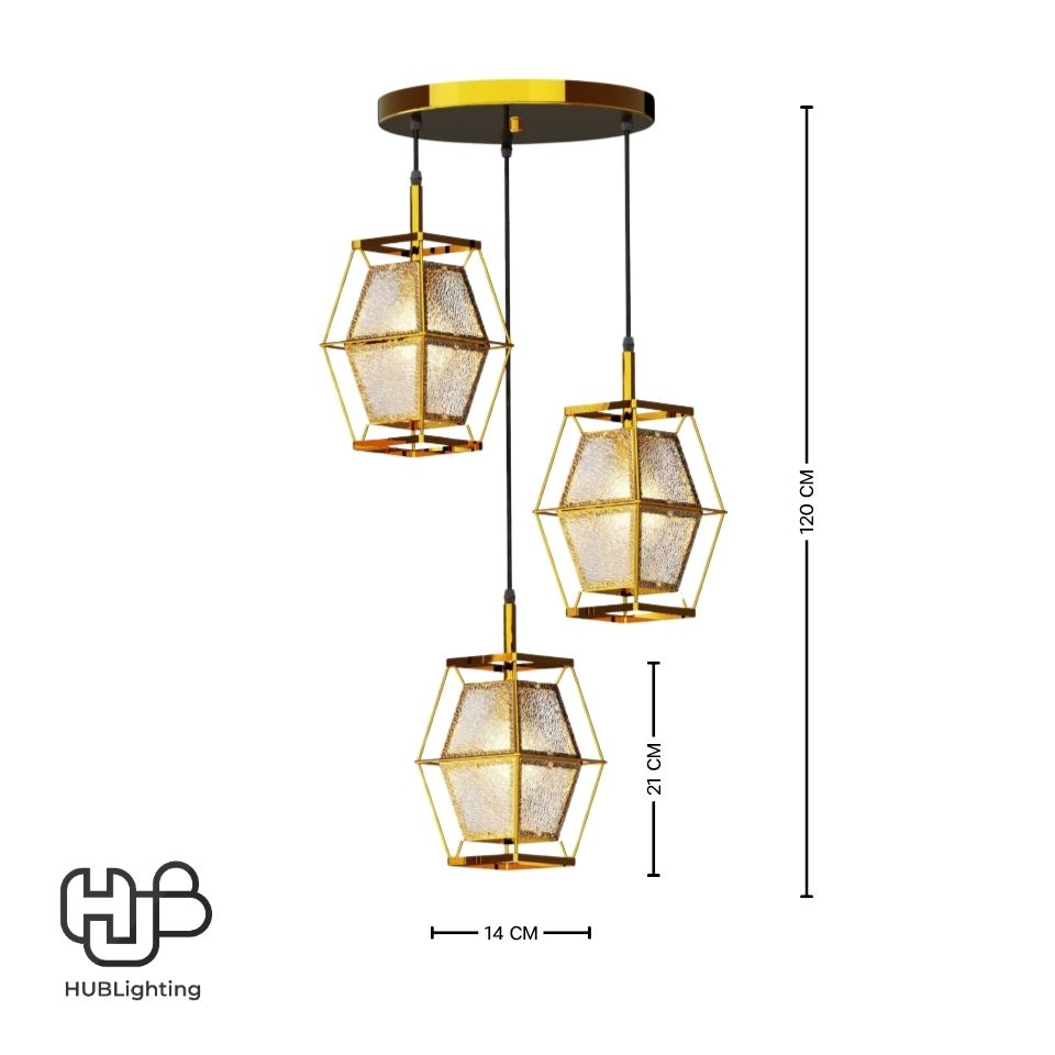 โคมไฟเพดาน PENDENT 3 ช่อ 656-3 GD E27 HUB LIGHTING