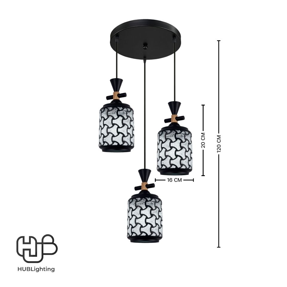 โคมไฟเพดาน PENDENT 3 ช่อ 660-3 BK E27 HUB LIGHTING