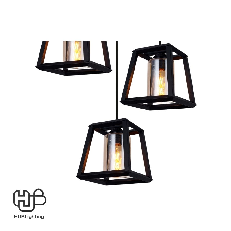 โคมไฟเพดาน PENDENT 3 ช่อ 662-3 BK E27 HUB LIGHTING
