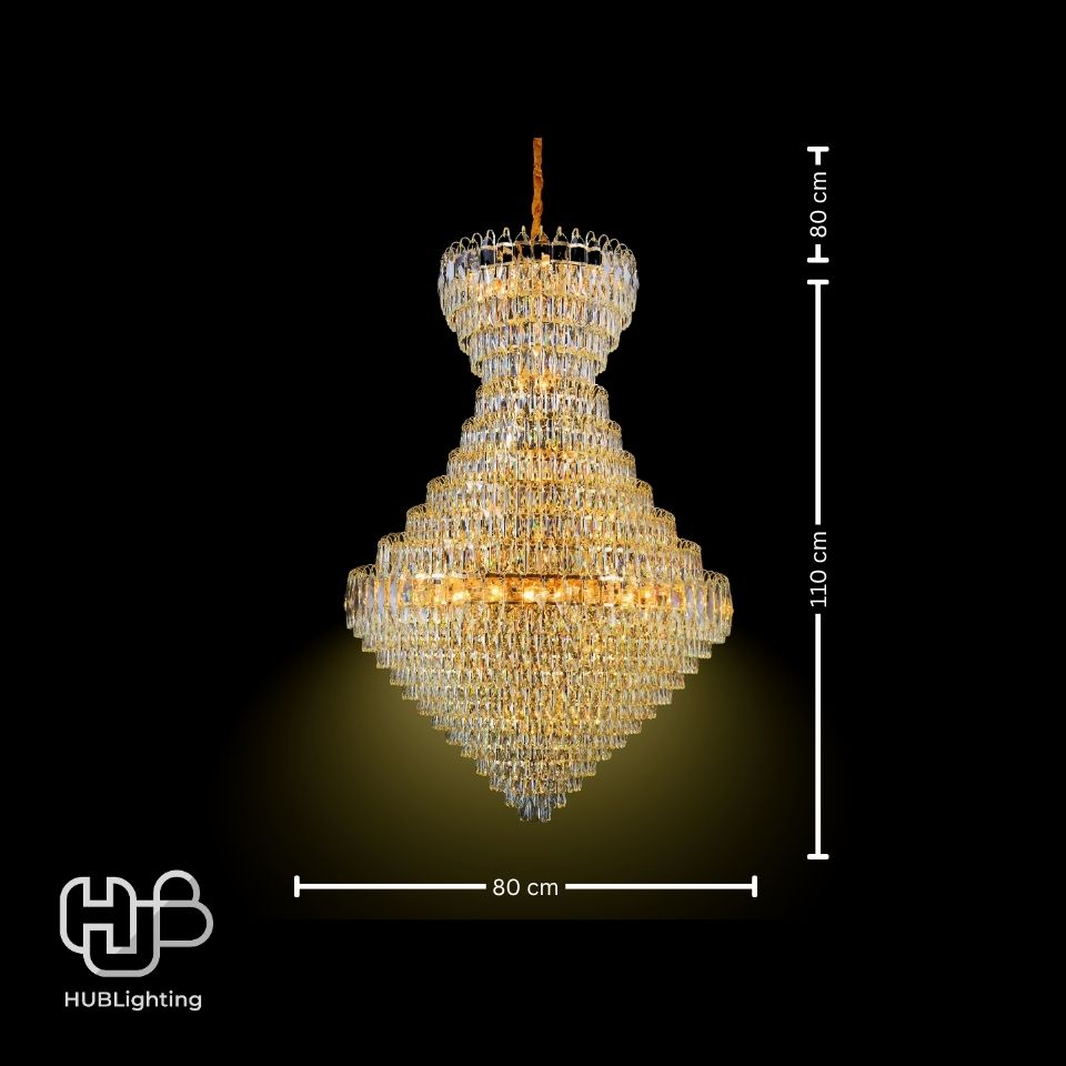 โคมไฟเพดาน CHANDELIER คริสตัล 6064-800 GD 29x E14 HUB LIGHTING
