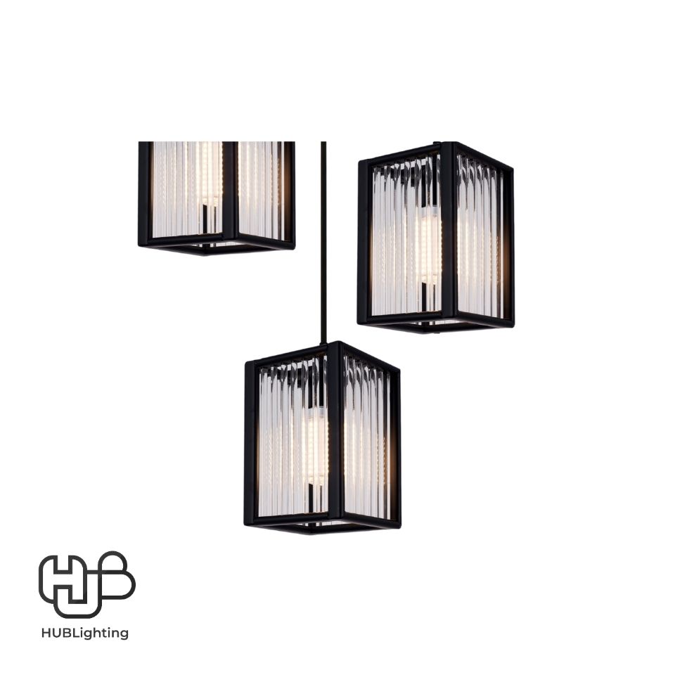 โคมไฟเพดาน PENDENT 3 ช่อ 663-3 BK E27 HUB LIGHTING