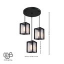 โคมไฟเพดาน PENDENT 3 ช่อ 663-3 BK E27 HUB LIGHTING
