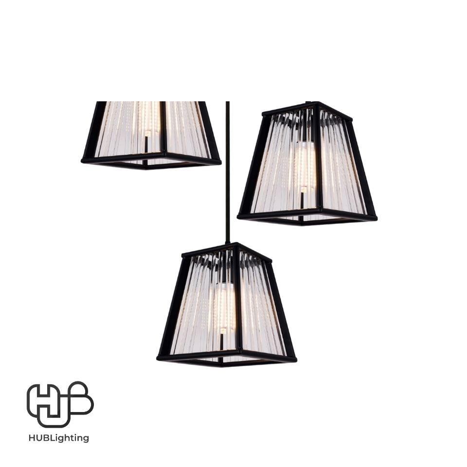 โคมไฟเพดาน PENDENT 3 ช่อ 664-3 BK E27 HUB LIGHTING