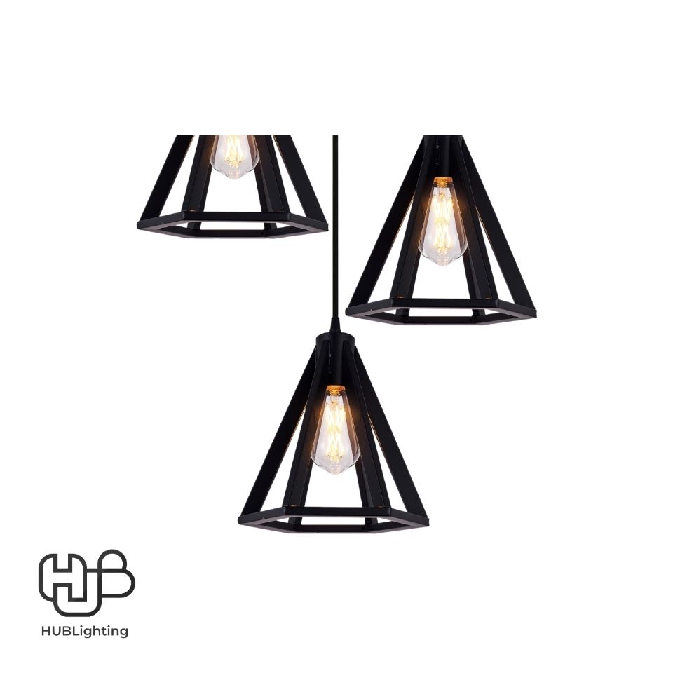 โคมไฟเพดาน PENDENT 3 ช่อ 665-3 BK E27 HUB LIGHTING