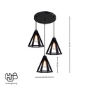 โคมไฟเพดาน PENDENT 3 ช่อ 665-3 BK E27 HUB LIGHTING