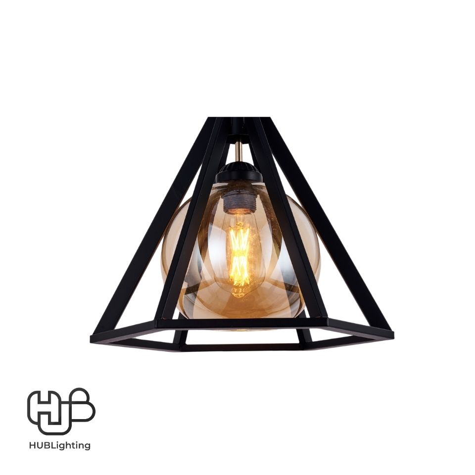 โคมไฟเพดาน PENDENT เดี่ยว 666-1 BK E27 HUB LIGHTING