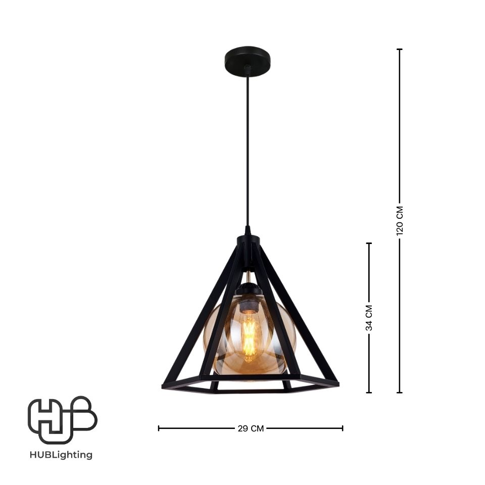 โคมไฟเพดาน PENDENT เดี่ยว 666-1 BK E27 HUB LIGHTING