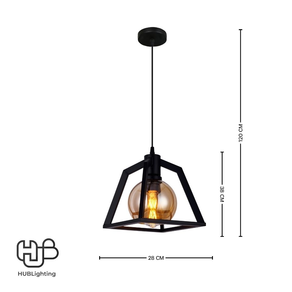 โคมไฟเพดาน PENDENT เดี่ยว 667-1 BK E27 HUB LIGHTING