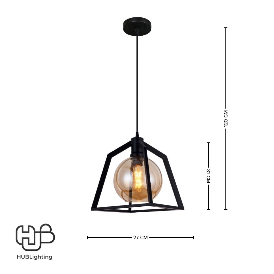 โคมไฟเพดาน PENDENT เดี่ยว 668-1 BK E27 HUB LIGHTING